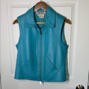 Carlisle vintage turquoise leather vest size 6